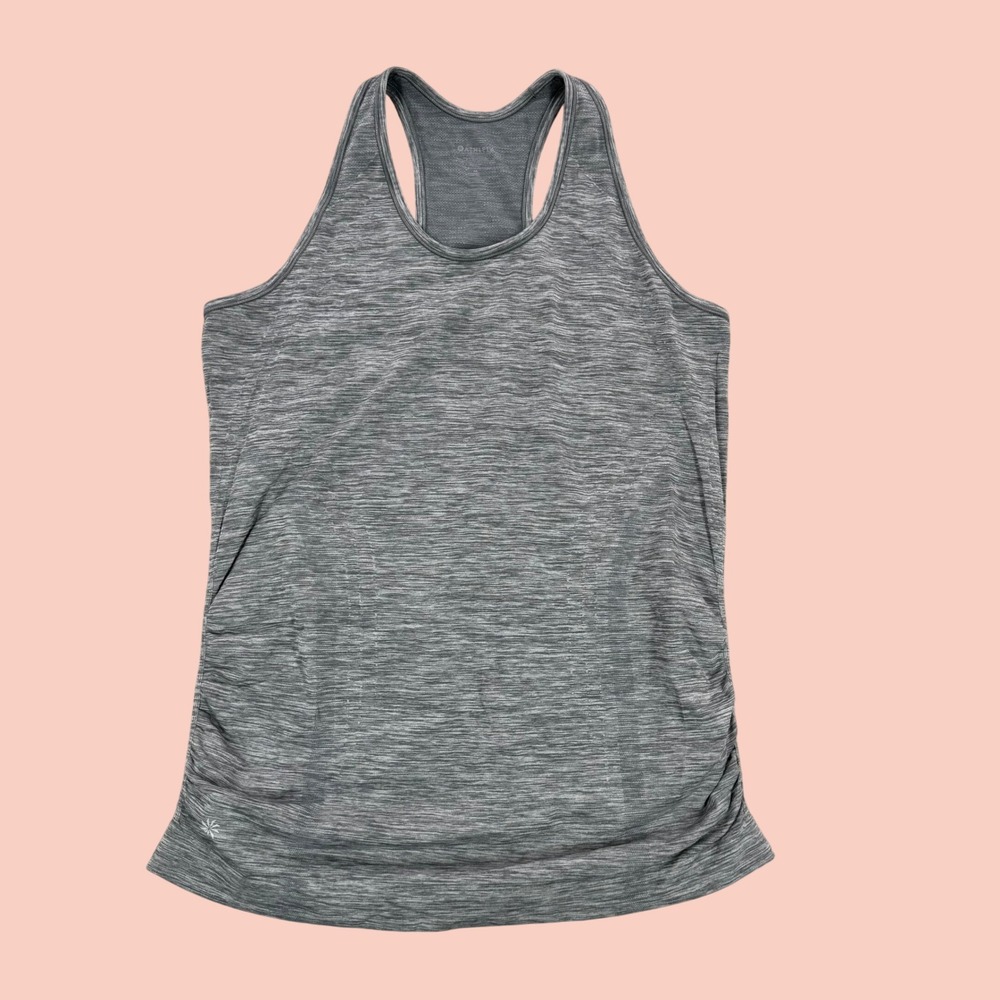 Athleta Essence Ruched Tank Top Grey Space Dye Racerback Medium 180189-04
